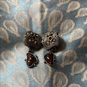 Fahrenheit Artisan Abstract Drop Earrings in Gunmetal and Brass